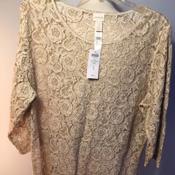 Chico's Tops - ❤️❤️BNWT CHICO’s LACE SEE THRU SHIRT SIZE 3❤️❤️